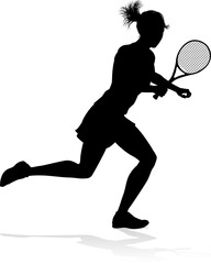 Tennis Player Woman Sports Person Silhouette