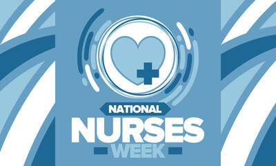 National Nurses Week. Medical and health care concept. Fighters against viruses and diseases. Thank you nurses. In honour of the nurses and doctors. Celebrated annual in United States. Vector poster