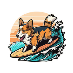 Riding the Waves! Catch a gnarly wave with this surfing pup