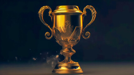 Fototapeta na wymiar Winner Trophy. Golden Master Trophy. Champion cup. Sporting award. Winner concept. Generative AI