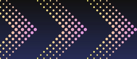 Glowing neon arrows, light arrow direction on gradient dark background,