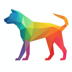 Rainbow gradient polygonal dog