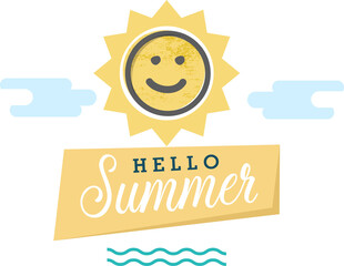 Hello summer typographic tropical leavers