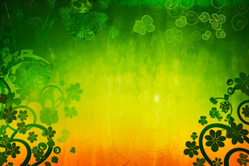 Green clover leaves background. Saint Patricks day background. Green shamrock texture. St Patrick's day texture with place for text. Generative AI