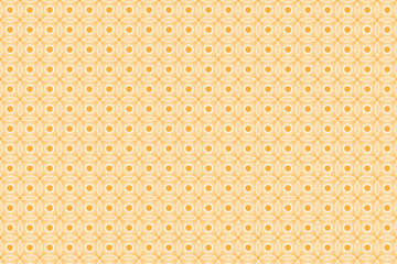 A seamless pattern with yellow and orange flowers and circles.