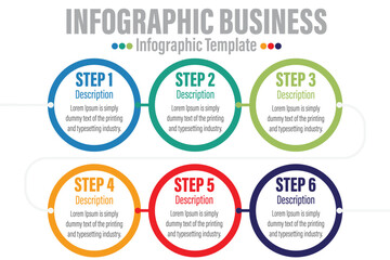 Business infographic template with 3d circle labelVector paper infographic, banners diagram, labels, graph, stickers presentation chart. Business concept with Six 6 options, parts, steps, processes.