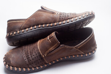 men's leather summer moccasins with lacing