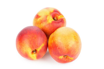 Fototapeta na wymiar Nectarine peach fruit isolated on white background. Organic peach. File contains clipping path.