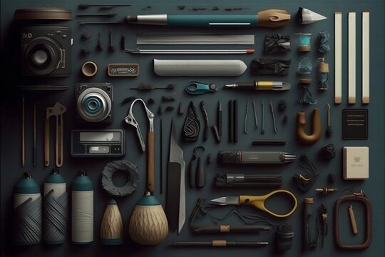 A high-tech collection of tools is designed for artists. AI