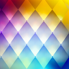 Abstract colorful geometrical triangular texture for design. Multicolor gradient on a rhombus or diamond shape pattern. Generative AI illustration background.