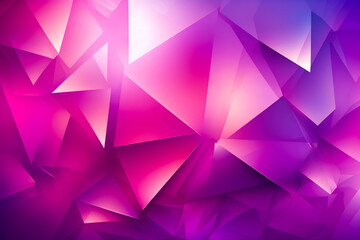 Fototapeta premium Abstract geometric background. Purple triangles abstract background. Banner or postcard background. Polygonal pink triangle pattern. Generative AI.