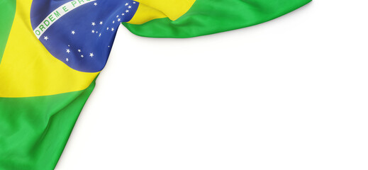 Banner with flag of Brazil over transparent background. 3D rendering © HTGanzo