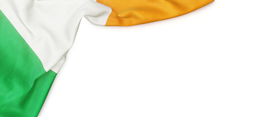 Banner with flag of Ireland over transparent background. 3D rendering