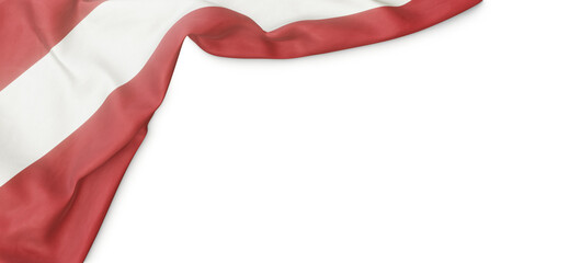 Banner with flag of Latvia over transparent background. 3D rendering