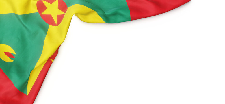 Banner with flag of Grenada over transparent background. 3D rendering