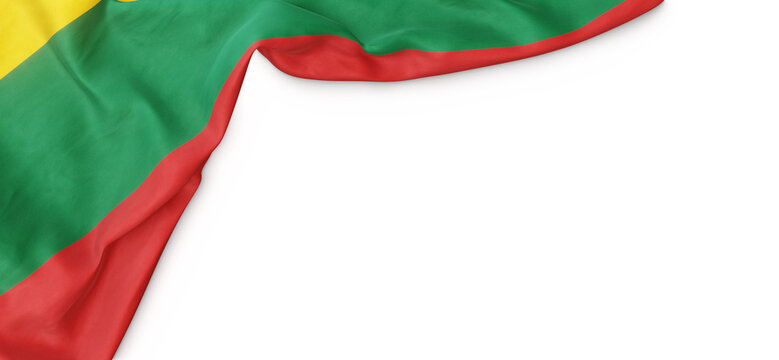 Banner with flag of Lithuania over transparent background. 3D rendering