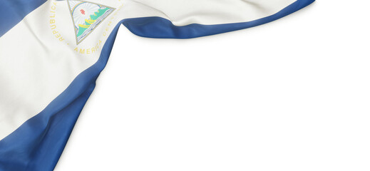 Banner with flag of Nicaragua over transparent background. 3D rendering