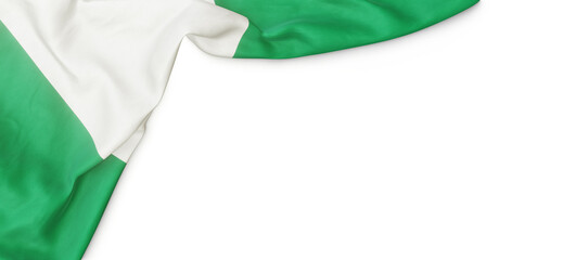 Banner with flag of Nigeria over transparent background. 3D rendering