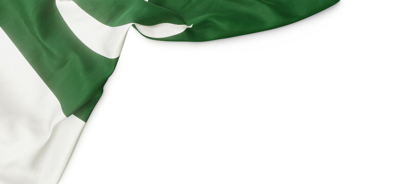 Banner with flag of Pakistan over transparent background. 3D rendering