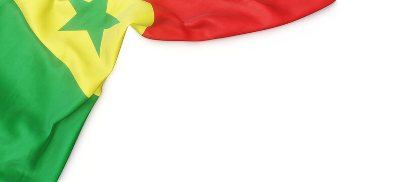 Banner with flag of Senegal over transparent background. 3D rendering