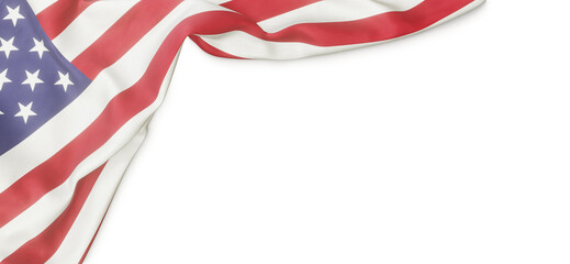 Obraz premium Banner with flag of the United States of America over transparent background. 3D rendering