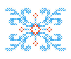 Folk pattern cross stitch snowflake or flower