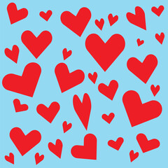 Seamless heart pattern on blue background. Valentines day background vector design.