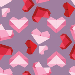 Fototapeta premium Origami Heart Seamless Surface Pattern Design