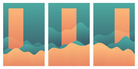 Abstract banner - wavy shapes and vertical space