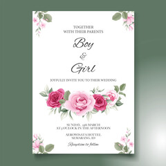 Elegant hand drawing wedding invitation floral design
