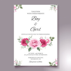 Elegant hand drawing wedding invitation floral design

