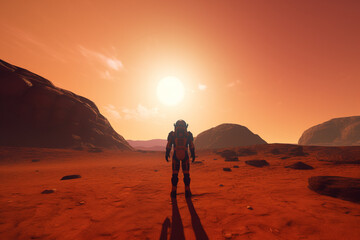 The success of the astronaut's mission on Mars. Created with Generative AI Technology