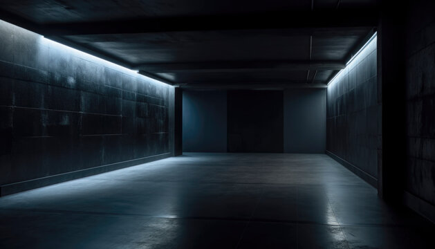 Dark and minimalistic indoor scene with dim lighting