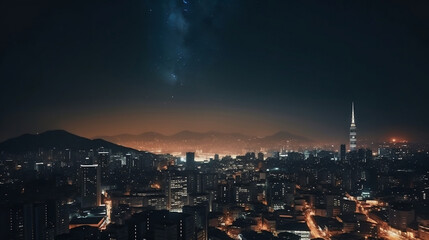 Cityscape of Seoul at night made with Generative AI