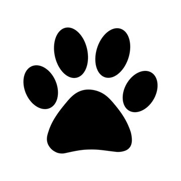 Animal dog or cat paw print black sign icon design element in PNG format. 