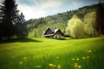 Obraz premium house on the hill in forest