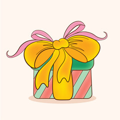 Gift box with bow and ribbon