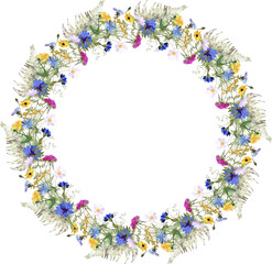 colorful floral wreath with meadow flowers