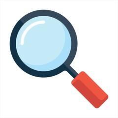 Magnifying glass with red base vector illustration.Magnifying glass flat icon, vector sign, colorful pictogram isolated on white. Symbol, logo illustration. Flat style design