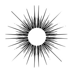 Obraz premium Vector black sun in boho style. Abstract illustration of the dawn drawn by hand with a single line. Esotericism.