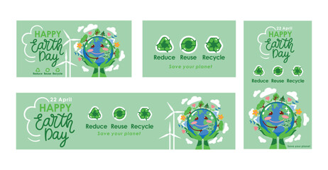 World environment day set of banners. Save the planet. Vector.