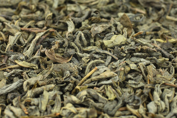 Green tea dry close up.