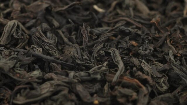 Dry black tea close up.