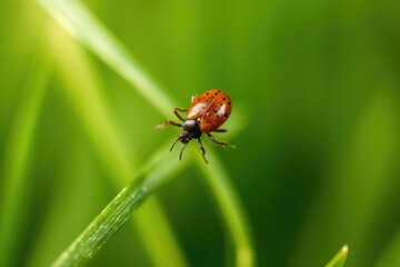 tick on leaf macro photot nature