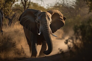 Elephant in nature. Generative AI