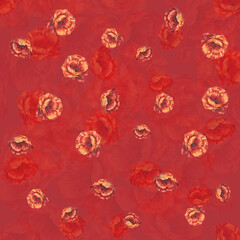 Red poppy classic pattern background 
