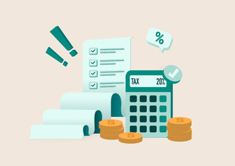 Tax preparation abstract concept vector illustration. The corporate tax, taxable income, fiscal year, document preparation, payment planning, corporate accountancy, and annual return abstract metaphor