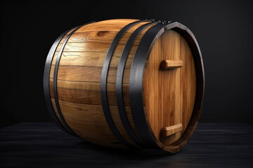 Wine, beer barrel. Old wooden barrel. Generative AI
