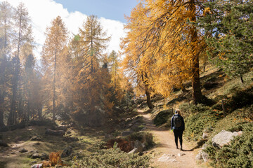 wandern in Engadin im Herbst