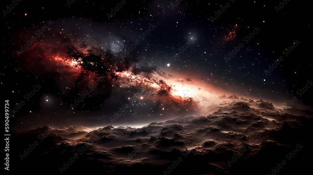 Wall mural space scene with planets, stars and nebula. abstract space background with nebula and stars. generat